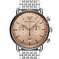Emporio Armani Emporio Armani AR11239  AR11239 кварцевые мужские часы  коричневый циферблат, браслет нержавеющая сталь — вид спереди