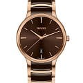 Rado Rado Centrix R30023302  R30023302 кварцевые мужские часы  коричневый циферблат, браслет высокотехнологичная керамика + нержавеющая сталь с pvd покрытием — вид спереди