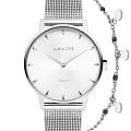 Amalys Amalys Giftboxes AMW-194  AMW-194 кварцевые женские часы  белый циферблат, браслет нержавеющая сталь — вид спереди