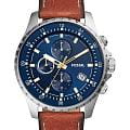 Fossil Fossil Dillinger FS5675  FS5675 кварцевые мужские часы  синий циферблат, браслет кожаный — вид спереди