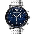 Emporio Armani Emporio Armani AR11238  AR11238 кварцевые мужские часы  синий циферблат, браслет нержавеющая сталь — вид спереди
