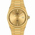 Tissot Tissot PRX 35 mm T137.210.33.021.00  T1372103302100 кварцевые женские часы  золотой циферблат, браслет сталь c pvd покрытием — вид спереди